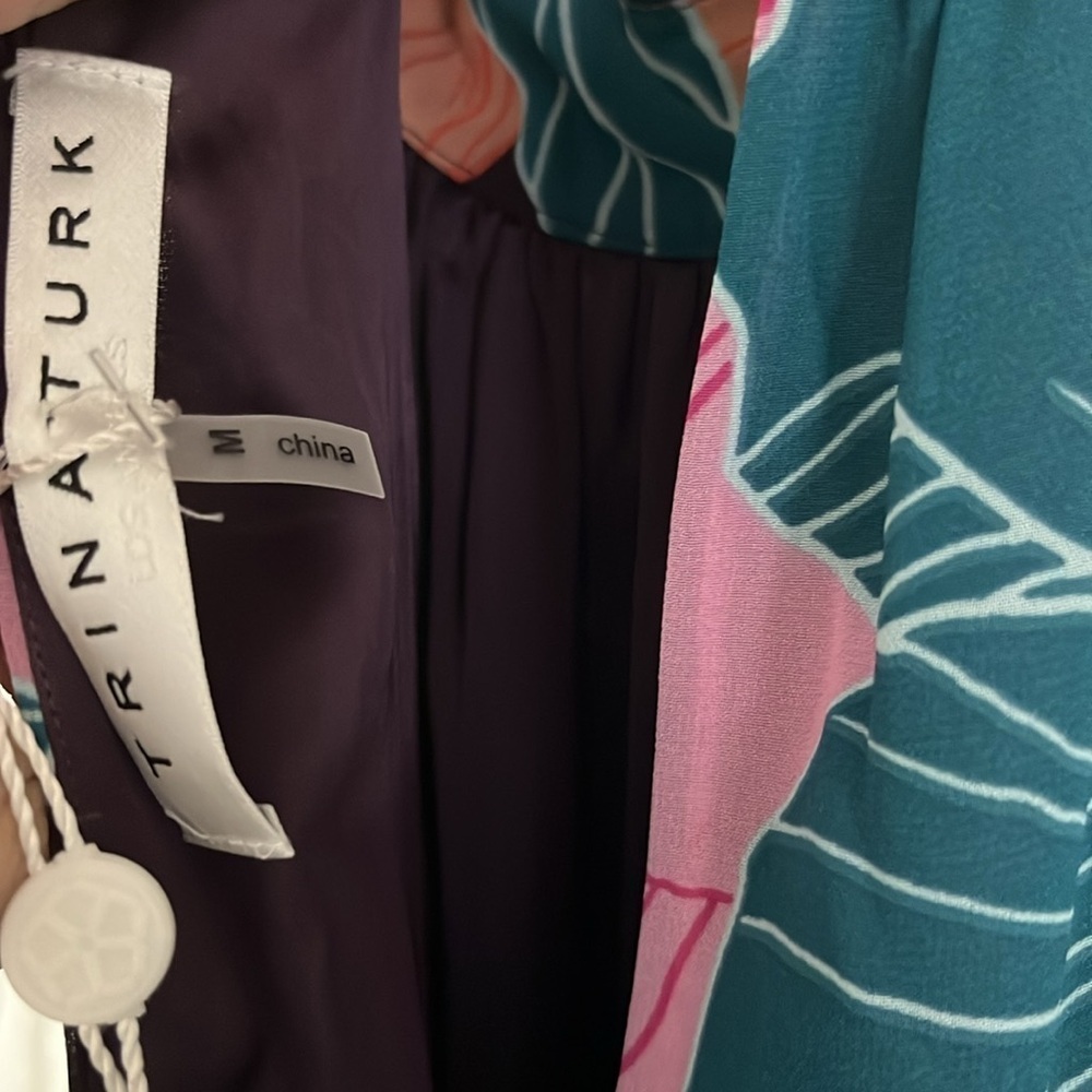 Trina Turk NWT Sunglasses Maxi Dress Tropical Print Teal,Pink,Tangerine Sz M - Picture 13 of 14